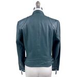 Wrangler VTG Liebeskind Berlin Green Leather Jacket Sz L Poly Lined Adjustable Waist Photo 5