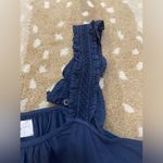Xirena navy blue crochet ruffle sleeve tank top women’s size large Photo 2