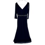 Marina V Neck 3/4 Sleeve Sheer Gown Rhinestones Formal Wedding Mother Of Bride Blue Photo 1