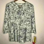 Cathy Daniels NWT Cathy‎ Daniels Simply Textured Roll Tab Sleeve Print Top Sz S Photo 2