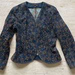 Anne Klein Floral Embroidered open front Denim Jacket Vintage Style size 4 Photo 0