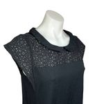 Monoprix Femme Black Cap Sleeve Floral Lace Eyelet Collared Mini Shift Dress 8 Photo 4