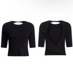 Naadam silk and cashmere knit twist back short sleeve top Black Size M Photo 2