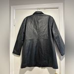 Colebrook Women's XL Black Leather Classic Mid Length Lined Coat Jacket. Photo 1