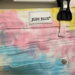Judy Blue  Tie Dye Rainbow Shorts Small Stretch Denim Raw Hem Fray Size XL Photo 2