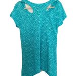 Fresh Produce  Womens Size Small Blue Damask Printed Sheer Short Sleeve Blouse Photo 2