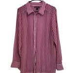 Roaman's Classic Long Sleeve Button Up Pinstriped Boyfriend Shirt Pink Size 18W Photo 0