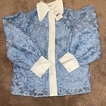 NWT Sister Jane Placid Blue Sky Lily Embroidered Floral Lace Blouse White Collar Size XS Photo 5