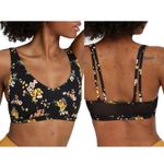 Aerie New Offline Floral Print Mesh Back Plunge Sports Bra Black Size Small Photo 4