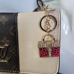 Gold with Pink Animal Print Purse Keychain Purse Charm Photo 3