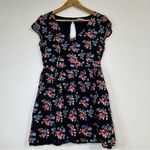 Forever 21  Junior Navy Blue Floral  Short Sleeve Mini Dress with Side Zipper Photo 1