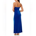 Liv Foster Velvet Strapless Gown in Canary Blue Size 14 Photo 7