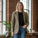 Venus NEW Leopard Jacquard Blazer COLOR Black & Gold Photo 5