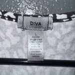 DIVA Abstract Animal Print Racerback Tank Top with Lace Trim Women's Size Large Black Photo 2