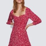 ZARA  Women's Red Floral Print 3/4 Sleeve Ruffled Mini Dress Size S Photo 0