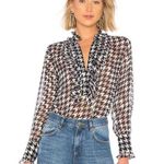 Equipment NWT  Samine Houndstooth Silk Ruffled Blouse Multicolor Women's Size XS Photo 0