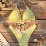SheIn Light Yellow Textured Bikini Set Photo 1