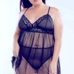 Savage X Fenty NWT Black Lace Trim Sheer Babydoll Nightie 1X New Photo 0