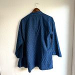 Eileen Fisher Womens Kimono Jacket Blue Block Print Organic Cotton Size Small Photo 1