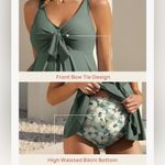 Summer Mae Maternity Green Tankini Floral Bottoms Ruffle 2 Piece Swimsuit 8 NWT Size undefined Photo 6