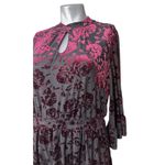 Modcloth  Very Visionary Red Floral Velvet Burnout Large Bell Sleeve Dress Photo 9