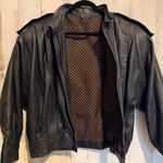 Vtg Echtes Leder Genuine Leather Bomber Jacket Black Women’s UK 14 US M Lined Size M Photo 5