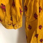 Old Navy  Mustard Yellow Red Floral Long Sleeve Keyhole Mini Midi Flowy Dress Photo 7