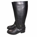Frye Melissa Belted Black Leather Tall Riding Boots Shoes size 6 Photo 3