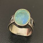 Sterling Silver Vintage Native American Signed SA 925 Blue Teal Stone Ring Sz 8 Photo 0