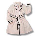Elle  Double‎ Breasted Belted Trench Coat Blush Pink Black Piping Trim 6 Photo 13