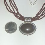 Brown Boho Stone Like Pendant Multi Strand Beaded Seed Bead Necklace Photo 3