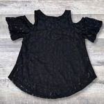 Chris & Carol  NEW Jenny Black Lace Overlay Shirt Women S Cold Shoulder Loose Top Photo 4