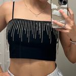 Black Top With Silver Diamond Strings Size L Photo 1