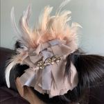 Elegant Broach/ Hair Clip Sheer Fabric Feather, NWOT Tan Photo 4