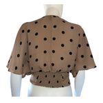 Ny Collection 7th Ave NY & Company Beige with black polka dots short sleeve wrap blouse​​ Photo 5