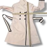 Elle  Double‎ Breasted Belted Trench Coat Blush Pink Black Piping Trim 6 Photo 12