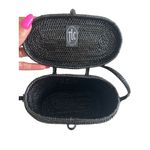 TLC Black Straw Woven Summer Crossbody Picnic Bag Photo 5
