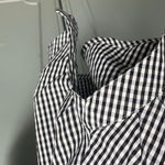 IC By Connie K Black White Gingham Button Back Blouse Size XL Plaid Classic Photo 4