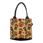 MEXICAN LELE DOLL HANDBAG PURSE JUTE LEATHERETTE ZIP UP 11.5X12 Tan Photo 3