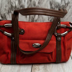 Relic  Rust Corduroy Double Handled Barrel Bag Brown Leather Straps Accents Y2K Photo 0