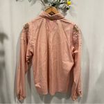 Groovy pink vintage 80’s embroidered shoulder beaded button silk blend shirt Size 10 Photo 6