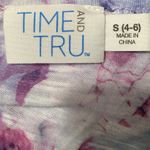 Time And Tru Time and True Floral Blouse Small S 4-6 Asymmetrical Hem 3/4 Sleeve Lace Accent Photo 6