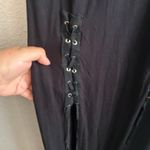 Romwe 🆕 Black Contrast Mesh Lace Up Front Split Thigh Cami Dress L🆕 Photo 7