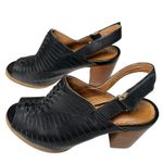 Clarks  Artisan Black‎ Leather Slingback Peep Toe Block Heel Sandals Size 7 1/2 Photo 10