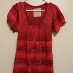 ✨ LoveRocks Boho Crochet Knit Tunic Top Red Ombre Puff Sleeve Size Large Photo 0