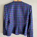 Vintage Kasper ASL Black Button Plaid Blazer Blue Green Purple Grunge Size 8 Photo 5