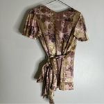 Banana Republic  Small Purple Floral Silk Short Sleeve Wrap‎ Top CP Photo 1