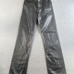 Veronica Beard Sz 23 Daniela Metallic Straight Leg Jean in Light Gunmetal Grunge Photo 3