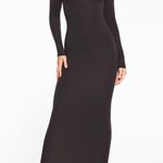 SKIMS  Fits Everybody Crew Neck Long Sleeve Dress in Onyx, Size XXS Photo 0