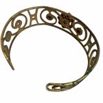 Vintage Brass Openwork rhinestone Cuff Bracelet Photo 9